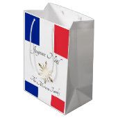 ファミリフランスの名ジョユーノエル国旗とスノーフレーク ミディアムペーパーバッグ (裏面アングル)