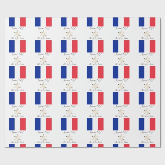 ファミリフランスの名ジョユーノエル国旗とスノーフレーク ラッピングペーパー (フラット)