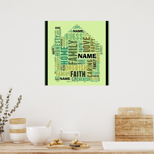 ファミリホームカスタマイズ名の追加単語のパーソナライズ ポスター (キッチン)