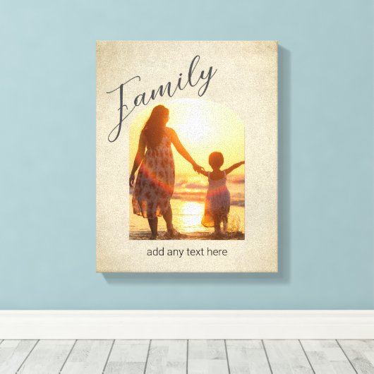 ファミリポートレートキャンバスの写真と文字を追加する キャンバスプリント (インサイチュ (ウッドフロア))