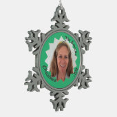 ファミリメモリ大型緑色のSun追加写真 スノーフレークピューターオーナメント (左)