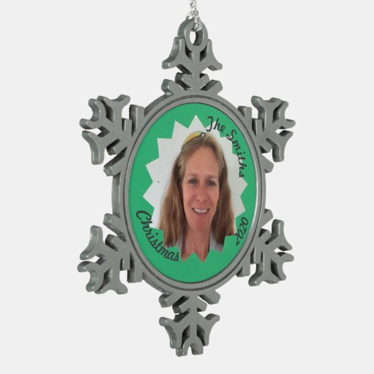 ファミリメモリ大型緑色のSun追加写真 スノーフレークピューターオーナメント (左)