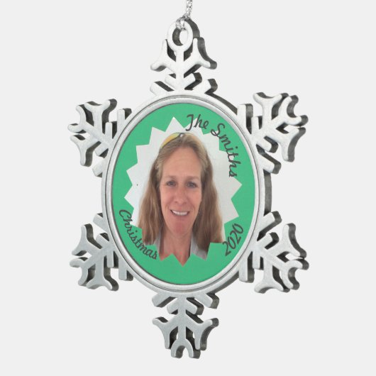 ファミリメモリ大型緑色のSun追加写真 スノーフレークピューターオーナメント (右)