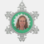 ファミリメモリ大型緑色のSun追加写真 スノーフレークピューターオーナメント (正面)