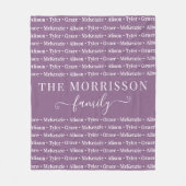 ファミリメンバ名パターンモダントレンディースクリプト フリースブランケット (正面)