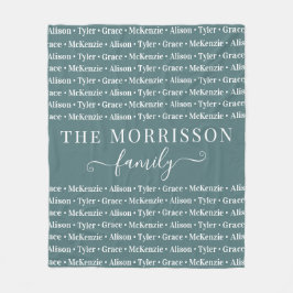 ファミリメンバ名パターンモダントレンディースクリプト フリースブランケット