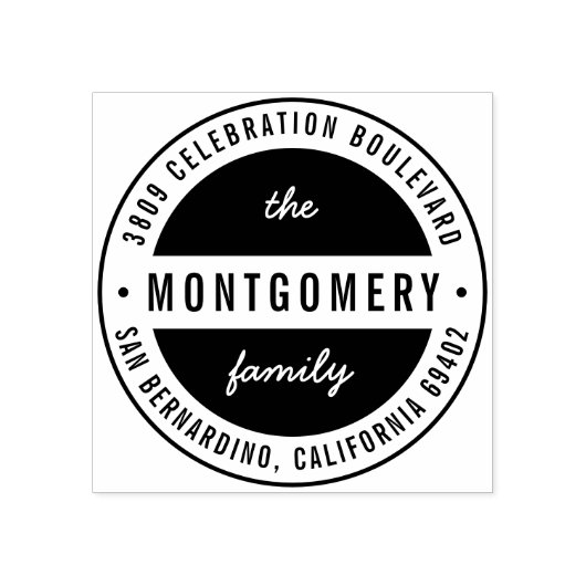 ファミリモダンはっきりした名丸差出人住所 ラバースタンプ (インプリント)