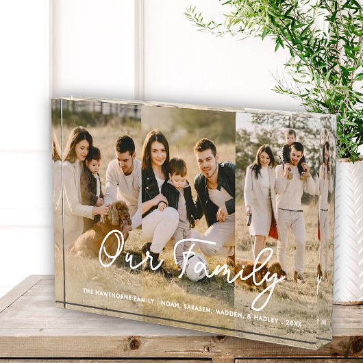 ファミリモダンシンプルスクリプト写真コラージュ フォトブロック