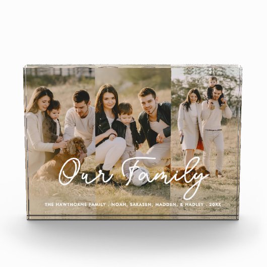 ファミリモダンシンプルスクリプト写真コラージュ フォトブロック (正面)