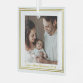 ファミリモダンポートレートベビーの初めてのクリスマス ガラスオーナメント (正面左)