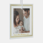 ファミリモダンポートレートベビーの初めてのクリスマス ガラスオーナメント (正面右)