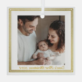 ファミリモダンポートレートベビーの初めてのクリスマス ガラスオーナメント (裏面)