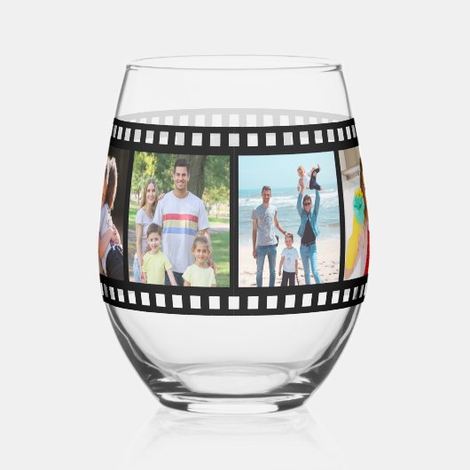 ファミリモダンヴィンテージフィルムストリップ写真 ステムなしワイングラス (右)
