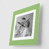 ファミリモダンーフォトグリーンシンプルラブリーギフト スクエア壁時計 (傾斜)