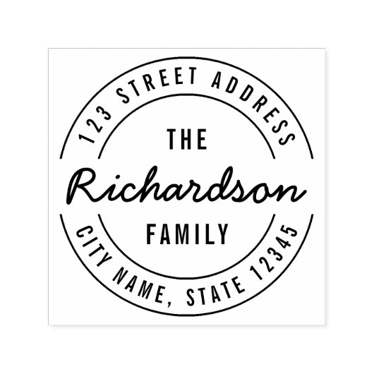 ファミリモダン名はっきりした差出人住所を丸める セルフインキングスタンプ (デザイン)