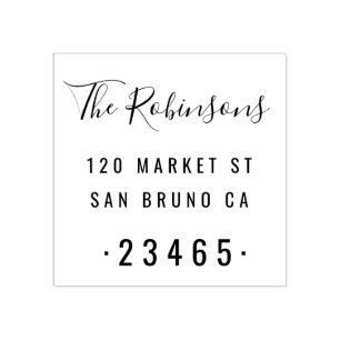 ファミリモダン名スクリプトのカスタム差出人住所 ラバースタンプ