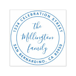 ファミリモダン名スクリプトラウンド差出人住所 セルフインキングスタンプ