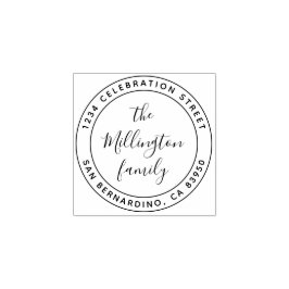 ファミリモダン名スクリプトラウンド差出人住所 ラバースタンプ