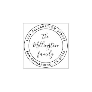 ファミリモダン名スクリプトラウンド差出人住所 ラバースタンプ