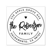 ファミリモダン名ハート差出人住所ラウンドロゴ セルフインキングスタンプ (デザイン)