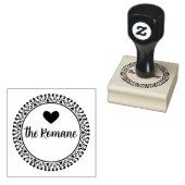 ファミリモダン名ハート差出人住所ラウンド ラバースタンプ (押印)