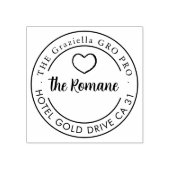 ファミリモダン名ハート差出人住所ラウンド ラバースタンプ (インプリント)