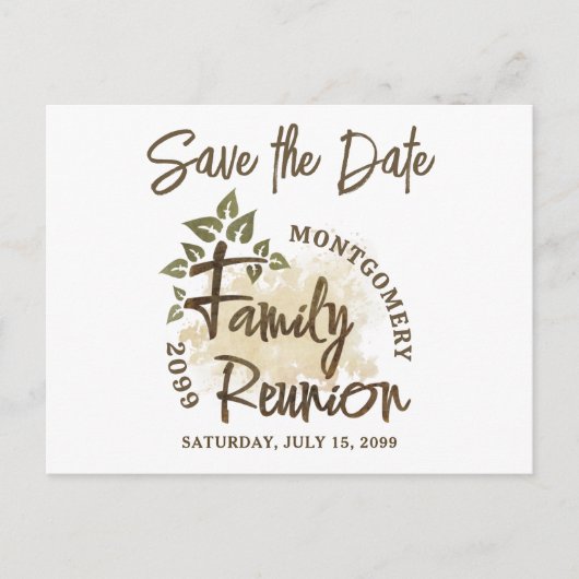 ファミリモダン懇親会ツリー日付ポストカードの保存 ポストカード (正面)