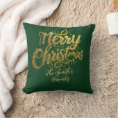 ファミリモダン金ゴールドグリッタースクリプトクリスマス クッション (ブランケット)