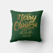 ファミリモダン金ゴールドグリッタースクリプトクリスマス クッション (裏面)