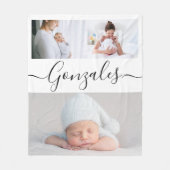 ファミリモダンlastnameスクリプトのパーソナライズされた写真 フリースブランケット (正面)