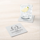 ファミリモノグラムのパーソナライズされた名スクリプ葉トの スクエアペーパーコースター (インサイチュ)