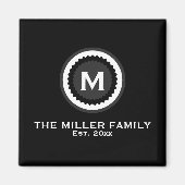 ファミリモノグラムの名と日付 |黒 マグネット (正面)