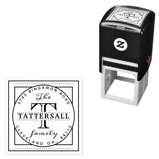 ファミリモノグラム文字紋のスタイルアドレス セルフインキングスタンプ (インサイチュ)