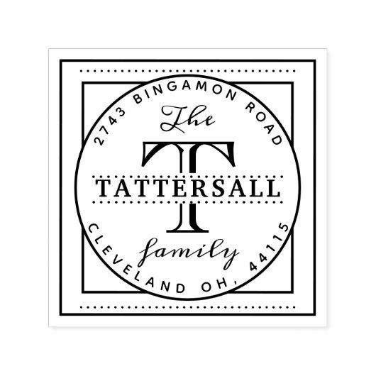 ファミリモノグラム文字紋のスタイルアドレス セルフインキングスタンプ (デザイン)