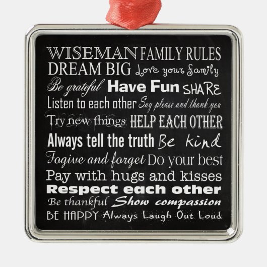 ファミリルール姓カスタムパーソナライズされたオーナメント メタルオーナメント (正面)