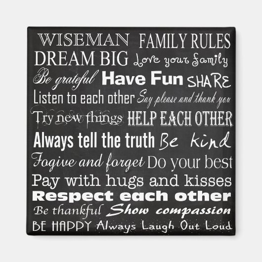 ファミリルール姓パーソナライズされたカスタム磁石 マグネット (正面)