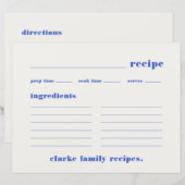 ファミリレシピレトロヴィンテージブルーレシピカード (正面/裏面)