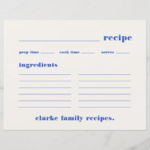 ファミリレシピレトロヴィンテージブルーレシピカード