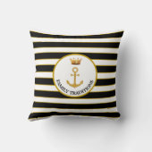 ファミリーいかり&クラウンオンブラック&ホワイトストライプの クッション (裏面)