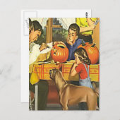 ファミリーおもしろいアットハロウィーン ポストカード (正面/裏面)