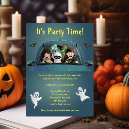 ファミリーおもしろいバケーションハロウィーン悪夢 インビテーションポストカード