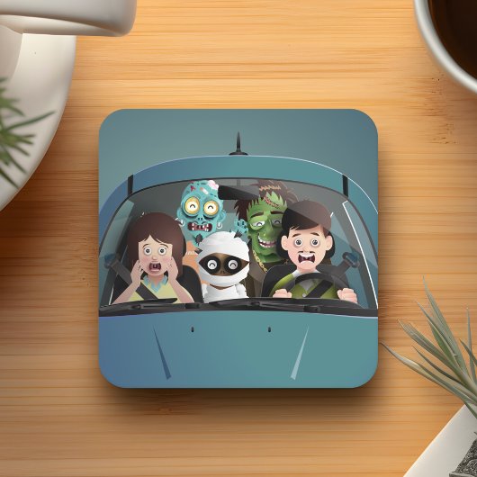 ファミリーおもしろいバケーションハロウィーン悪夢 スクエアペーパーコースター