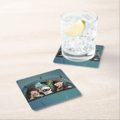 ファミリーおもしろいバケーションハロウィーン悪夢 スクエアペーパーコースター (インサイチュ)