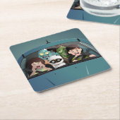 ファミリーおもしろいバケーションハロウィーン悪夢 スクエアペーパーコースター (アングル)