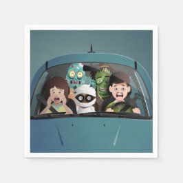 ファミリーおもしろいバケーションハロウィーン悪夢 スタンダードカクテルナプキン