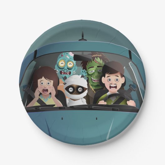 ファミリーおもしろいバケーションハロウィーン悪夢 ペーパープレート (正面)