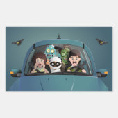 ファミリーおもしろいバケーションハロウィーン悪夢 長方形シール (正面)