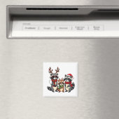 ファミリーお揃いクリスマスアライグマサンタ帽子 マグネット (インサイチュ (食洗機))
