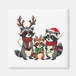 ファミリーお揃いクリスマスアライグマサンタ帽子 マグネット