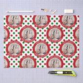 ファミリーお洒落フォトレッドグリーン水玉模様ホリデー 薄葉紙 (クラフト)